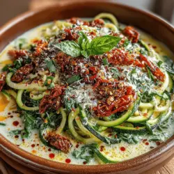 Parmesan cheese is the perfect accompaniment to your creamy ricotta and sun-dried tomato zoodles. It adds a savory depth that enhances the overall flavor profile of this dish. The nutty, salty notes of freshly grated Parmesan create a beautiful contrast with the richness of the ricotta and the sweetness of the sun-dried tomatoes. As you prepare your zoodles, don’t forget to have some Parmesan ready to sprinkle on top just before serving.