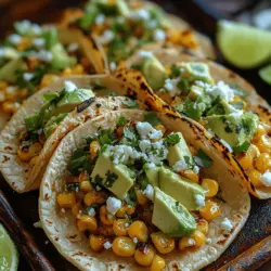 Garlic Herb Roasted Sweet Corn Tacos are a culinary delight that perfectly encapsulates the essence of summer with their vibrant and fresh flavors. This recipe celebrates the sweet, juicy goodness of fresh corn, transforming it into a hearty and satisfying meal that is both quick to prepare and packed with nutrition. Ideal for summer barbecues, family dinners, or even a casual weeknight meal, these tacos are a versatile option that can easily be adapted to suit different tastes. The combination of roasted corn, aromatic herbs, and creamy avocado creates a symphony of flavors that will leave your taste buds dancing.