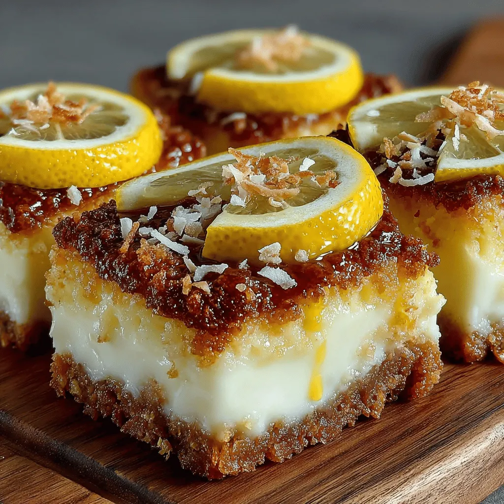 As we delve into the world of desserts, few treats capture the essence of summer as beautifully as Coconut Lemon Bliss Bars. These delightful squares are not only visually appealing with their sunny yellow hue but also tantalizingly flavorful, making them a perfect choice for any occasion. The combination of zesty lemon and creamy coconut creates a refreshing harmony that tantalizes the taste buds, offering a unique dessert experience that is both satisfying and invigorating.