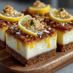 As we delve into the world of desserts, few treats capture the essence of summer as beautifully as Coconut Lemon Bliss Bars. These delightful squares are not only visually appealing with their sunny yellow hue but also tantalizingly flavorful, making them a perfect choice for any occasion. The combination of zesty lemon and creamy coconut creates a refreshing harmony that tantalizes the taste buds, offering a unique dessert experience that is both satisfying and invigorating.