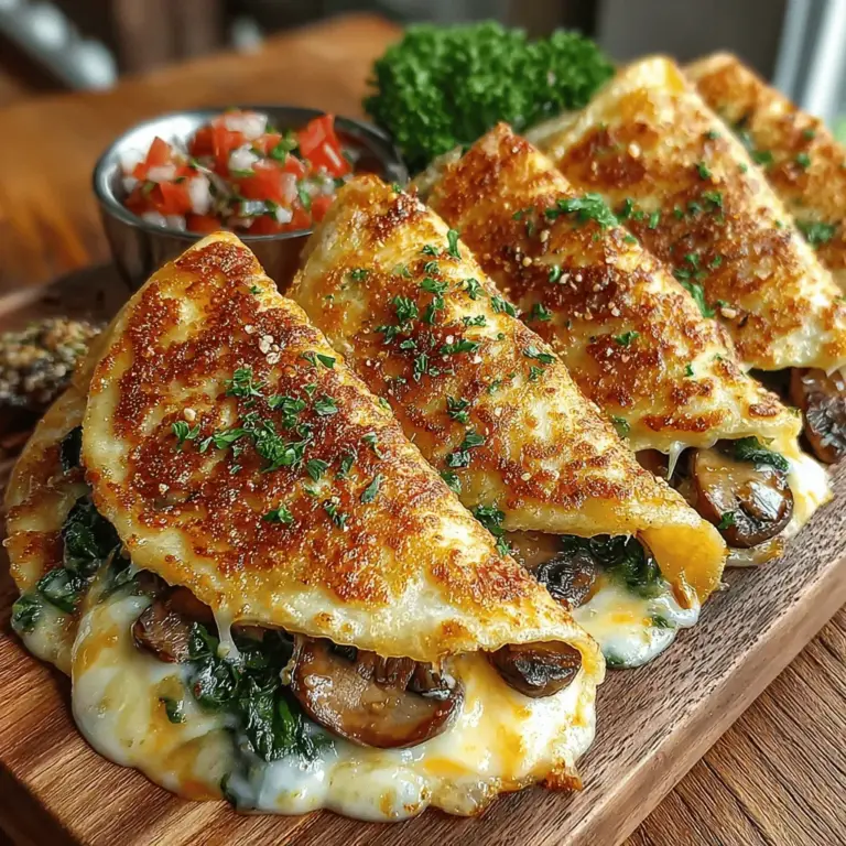If you’re searching for a quick yet satisfying snack or a light meal that balances taste and nutrition, look no further than mini mushroom spinach quesadilla pockets. These bite-sized delights are packed with flavor, thanks to a delicious combination of sautéed mushrooms, fresh spinach, and gooey cheese—all enveloped in a warm tortilla. Not only do they make for an excellent appetizer at gatherings, but they also serve as a wholesome snack for any time of the day. Whether you’re cooking for yourself, entertaining friends, or preparing a meal for your family, these quesadilla pockets cater to a wide range of occasions and dietary preferences.