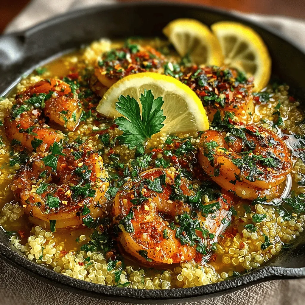 Garlic Butter Shrimp & Quinoa is a delectable and nutritious dish that perfectly marries the succulent flavors of shrimp with the wholesome goodness of quinoa. This recipe is ideal for those who seek a quick yet satisfying meal, as it can be prepared in just 30 minutes. With its rich taste and vibrant presentation, this dish is not only a treat for the palate but also packed with essential nutrients, making it an excellent choice for both weeknight dinners and special occasions.