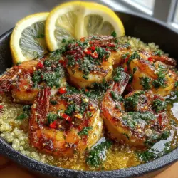 Garlic Butter Shrimp & Quinoa is a delectable and nutritious dish that perfectly marries the succulent flavors of shrimp with the wholesome goodness of quinoa. This recipe is ideal for those who seek a quick yet satisfying meal, as it can be prepared in just 30 minutes. With its rich taste and vibrant presentation, this dish is not only a treat for the palate but also packed with essential nutrients, making it an excellent choice for both weeknight dinners and special occasions.