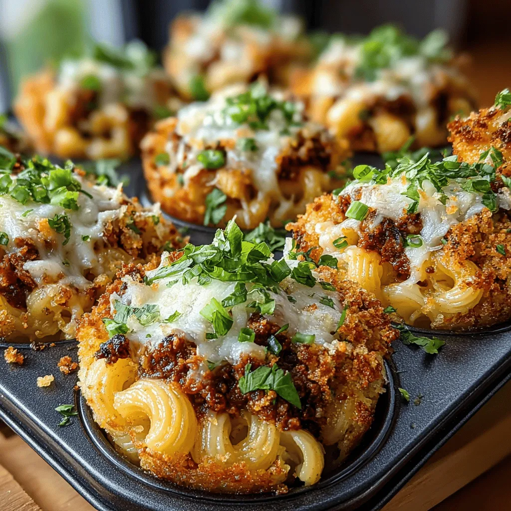 To elevate the flavor and texture of your Cheesy Chili Mac Muffin Tins, consider adding toppings that enhance both appearance and taste. Two popular options are breadcrumbs and extra cheese.