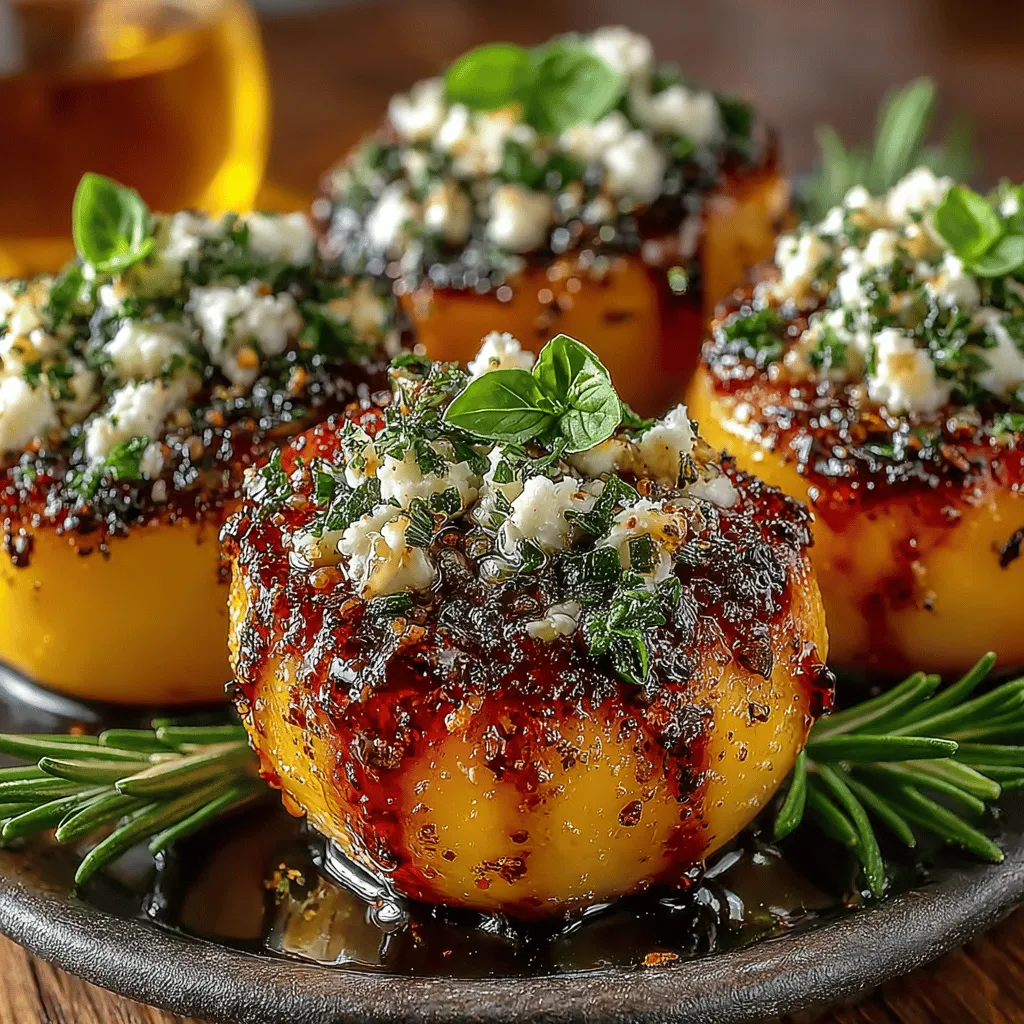 Herb-Infused Roasted Peaches is a culinary creation that beautifully marries the sweet, juicy essence of ripe peaches with the aromatic, savory notes of fresh herbs. This dish is not only a feast for the palate but also a feast for the eyes, making it an ideal choice for a range of occasions—whether you are looking for a unique appetizer to impress your guests or a light, elegant dessert to enjoy after dinner. The versatility of this recipe allows it to shine at summer gatherings, picnics, or even as a comforting treat on a quiet night at home.