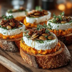 As the crisp air of autumn sets in and leaves begin to change color, the culinary world shifts its focus to the rich, warm flavors of the season. Pumpkin, a quintessential fall ingredient, takes center stage in a variety of dishes that celebrate its sweet and savory potential. From pumpkin soups to spiced lattes, the versatility of this vibrant squash is truly remarkable. One delightful way to highlight pumpkin’s charm is through the creation of pumpkin crostini with goat cheese. This appetizer not only embodies the essence of fall but also serves as a sophisticated yet comforting dish perfect for gatherings, celebrations, or even quiet evenings at home.