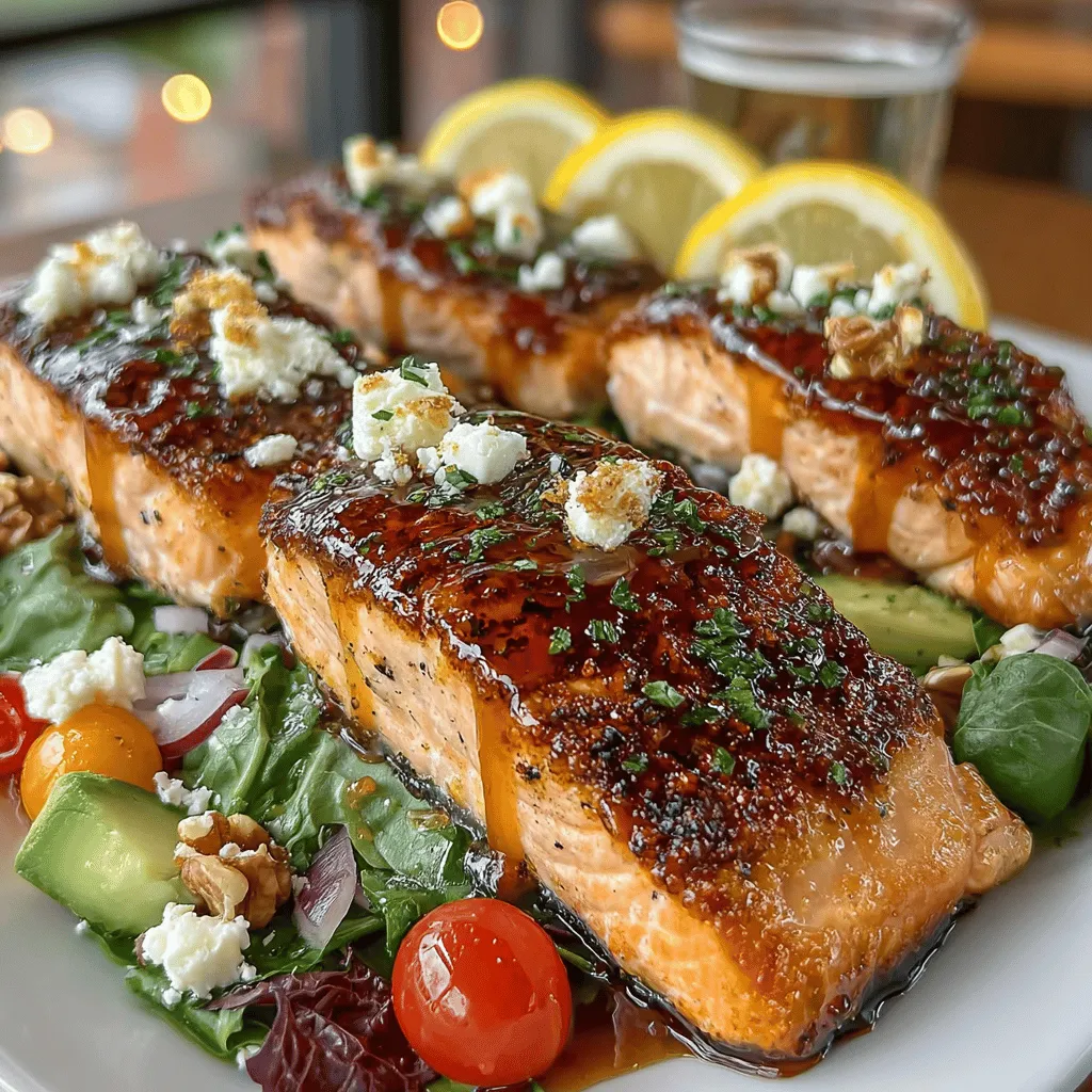 In the world of healthy yet satisfying meals, few dishes can compete with the vibrant flavors and textures of a Honey Mustard Glazed Salmon Salad. This delightful recipe not only showcases the rich, buttery taste of salmon but also combines it with a sweet and tangy honey mustard glaze that tantalizes the taste buds. Served atop a bed of fresh mixed greens and colorful vegetables, this salad is a feast for both the eyes and the palate. Beyond its appealing presentation, it is packed with essential nutrients, making it an excellent choice for anyone seeking a wholesome meal that doesn't compromise on flavor.