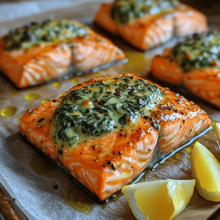 Now that we've prepared the creamy spinach filling, it's time to stuff our salmon. Begin by ensuring your salmon fillets are skinless and deboned for easy stuffing. Lay each fillet flat on a clean cutting board. With a sharp knife, gently cut a pocket into the thickest part of the salmon fillet, being careful not to cut all the way through. This pocket will hold the luscious spinach filling.