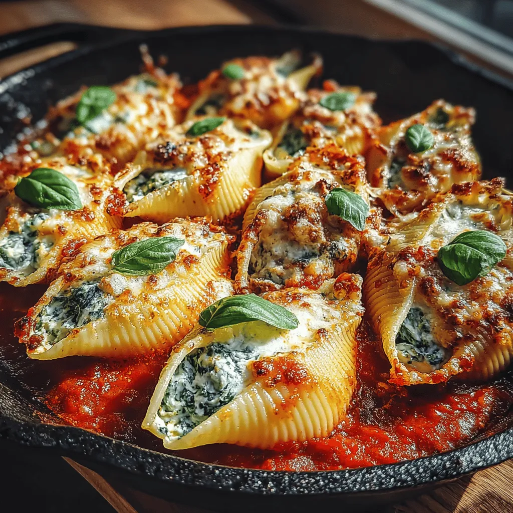 Creamy Spinach & Ricotta Stuffed Shells in Marinara Delight is a dish that embodies the essence of comfort food. This Italian-inspired recipe brings together the richness of cheese, the vibrant freshness of spinach, and the tangy depth of marinara sauce, creating a harmonious blend of flavors that is sure to delight your taste buds. Ideal for family gatherings, weeknight dinners, or cozy nights spent at home, this dish is a crowd-pleaser that invites everyone to the table.