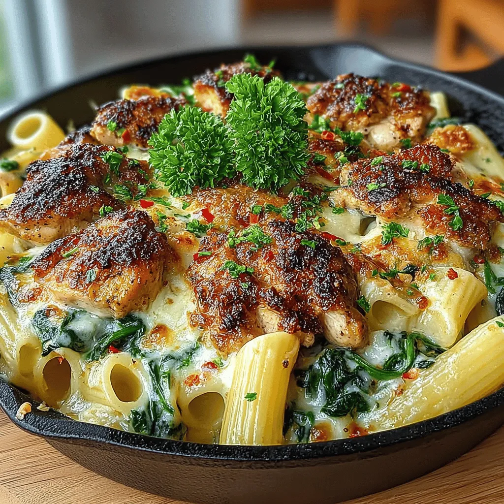 Pasta bakes have long held a cherished place in the hearts and homes of families, combining the comforting allure of pasta with a multitude of flavors and textures. Among the myriad variations, the Creamy Chicken and Spinach Pasta Bake stands out as a particularly delightful option. This dish harmoniously blends tender chicken, nutrient-rich spinach, and creamy sauce, creating a meal that is as satisfying as it is wholesome. Perfect for family dinners, potlucks, or casual gatherings with friends, this pasta bake offers an inviting aroma and a colorful presentation that is sure to please everyone at the table.