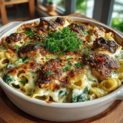 Pasta bakes have long held a cherished place in the hearts and homes of families, combining the comforting allure of pasta with a multitude of flavors and textures. Among the myriad variations, the Creamy Chicken and Spinach Pasta Bake stands out as a particularly delightful option. This dish harmoniously blends tender chicken, nutrient-rich spinach, and creamy sauce, creating a meal that is as satisfying as it is wholesome. Perfect for family dinners, potlucks, or casual gatherings with friends, this pasta bake offers an inviting aroma and a colorful presentation that is sure to please everyone at the table.