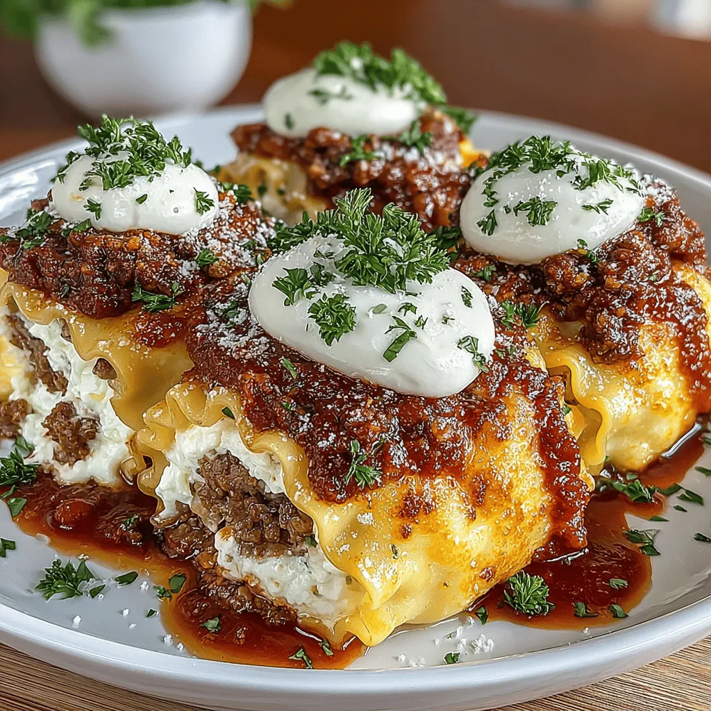 Lasagna rollups are a delightful twist on the classic lasagna dish, offering a comforting, home-cooked meal that is both visually appealing and satisfying. This dish takes the essence of traditional lasagna—the rich flavors of beef, cheese, and tomato sauce—and transforms it into individual roll-ups that are perfect for serving, sharing, and savoring. The unique combination of savory ground beef and a creamy cheese filling elevates these rollups beyond the standard layered experience, making them a favorite for both casual weeknight dinners and special occasions.