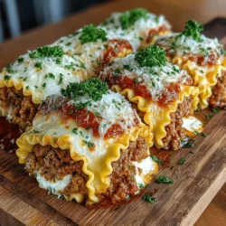 Lasagna rollups are a delightful twist on the classic lasagna dish, offering a comforting, home-cooked meal that is both visually appealing and satisfying. This dish takes the essence of traditional lasagna—the rich flavors of beef, cheese, and tomato sauce—and transforms it into individual roll-ups that are perfect for serving, sharing, and savoring. The unique combination of savory ground beef and a creamy cheese filling elevates these rollups beyond the standard layered experience, making them a favorite for both casual weeknight dinners and special occasions.
