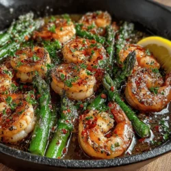 Embark on a culinary adventure with a dish that perfectly balances the fresh flavors of the ocean and the earth. Garlic Butter Shrimp and Asparagus Skillet is not just any meal; it's a vibrant, satisfying recipe that comes together in a matter of minutes, making it an ideal choice for busy weeknights as well as an impressive option for elegant dinner gatherings. This delightful dish features succulent shrimp paired with tender asparagus, all enveloped in a rich and aromatic garlic butter sauce. The combination of textures and flavors creates an experience that is both comforting and nutritious, making it a favorite among seafood enthusiasts and health-conscious individuals alike.