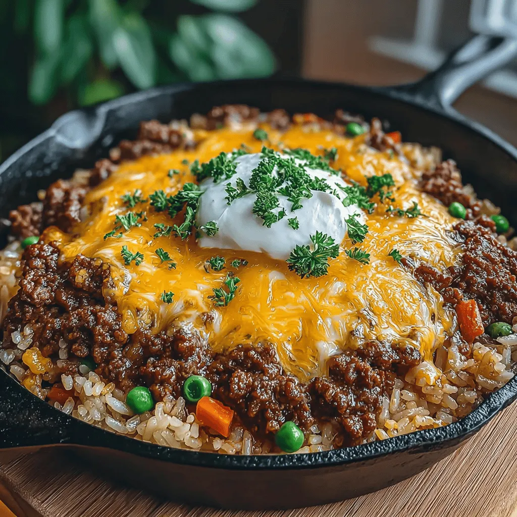 In the realm of quick and satisfying meals, Cheesy Beef and Rice Delight shines as a go-to option for busy weeknights. This one-pan dish combines flavorful ground beef, aromatic spices, and gooey cheddar cheese, all wrapped around fluffy rice and colorful vegetables. With a prep time of just 10 minutes and a total cooking time of 40 minutes, this recipe is perfect for families seeking a hearty dinner without the hassle of multiple pots and pans.